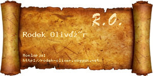 Rodek Olivér névjegykártya